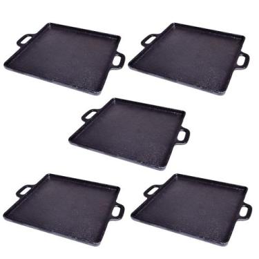 Imagem de Kit 5 Bifeteira De Ferro Lisa Quadrada Alça Ferro 30X30Cm - Rig Fundid