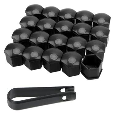 Imagem de BYYINGSUS 20 pçs/conjunto 19/17 mm tampas de proteção de porcas de roda de carro tampas tampa de parafuso de cubo automático parafuso de porca de pneu de carro decoração exterior (19 mm preto)