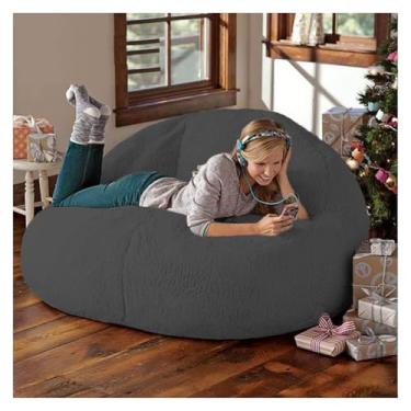 Imagem de Sofá preguiçoso de lã de cordeiro transfronteiriço sala de estar estudo casual único duplo saco de feijão poltrona capa de sofá (DarkGary)