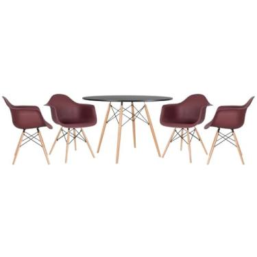 Imagem de Kit - Mesa Eames 120 cm preto + 4 cadeiras Eames Daw Marrom