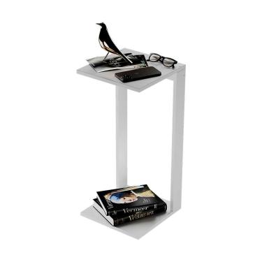 Imagem de Mesa De Cabeceira Pequena 30x30x65cm Branca Quarto Sala