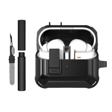 Imagem de Kit Limpador para Fones e Capa Protetora Nerdcase Compatível com Samsung Galaxy Buds 3, Buds 3 Pro, Buds3 Fe, Resistente Preta