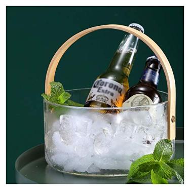 Imagem de Baldes de gelo isolados Balde de gelo de vidro balde de champanhe recipiente de gelo criativo balde de cerveja gelada com alça baldes de gelo 1,4/2. Balde refrigerador de 4L balde de cerveja champanhe