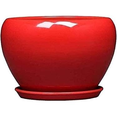 Imagem de Vaso de cerâmica vermelha chinesa para interiores, vasos suculentos, decoração de paisagens, vasos, recipiente de aniversário, casamento, para peitoril da janela, secretária, quarto, sala de estar