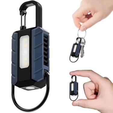Imagem de Roioiow Mini chaveiro com regulação de 6ª marcha – Luz de trabalho portátil recarregável de LED para acampamento, caminhada e emergência (azul)