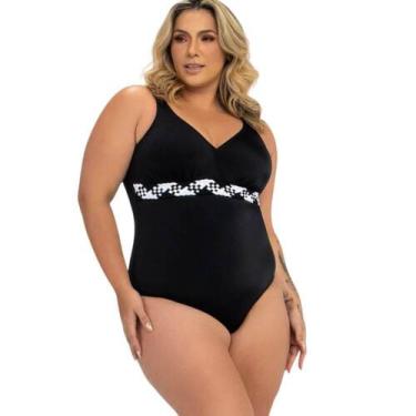 Imagem de Maiô Trança Bicolor Banho de Mar 617568 Clássico, Preto, 48