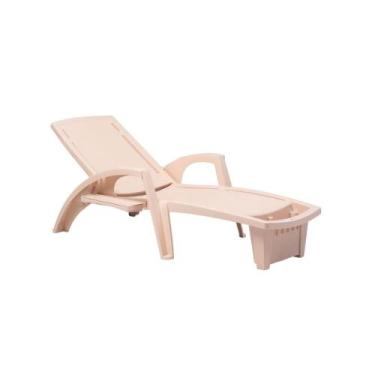 Imagem de Espreguiçadeira Sole Reclinável Bege em Polipropileno com Proteção UV 