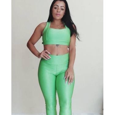 Imagem de Calça legging canelada alto brilho - SRS, Verde, GG