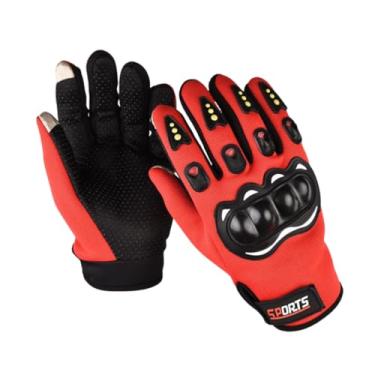 Imagem de Luva Tática Meio Dedo Unissex Antiderrapante para Airsoft, Academia, Musculação, Motoqueiro, Bike, Moto, Ciclismo, Treino, Paintball, Segurança (Vermelho, Longa)