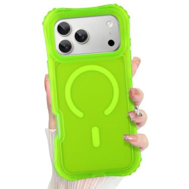 Imagem de Bonoma Capa para iPhone 17 Pro, traseira de cristal fosco, suporte magnético para capa MagSafe à prova de choque, proteção de canto para meninas e mulheres - verde