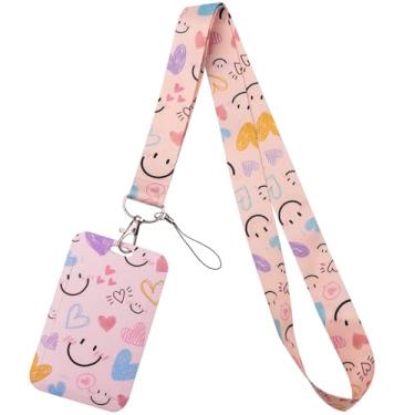Imagem de Cordão rosa para crachá de identificação de professores para chaves de crachá de identificação, coração, fofo, cordão para mulheres, crianças, meninas, enfermeiras, adolescentes, para trabalho e
