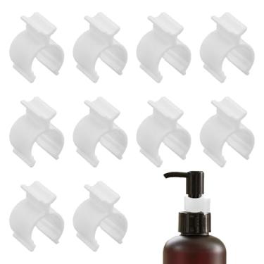 Imagem de 10 peças de clipe de trava de bomba dispensador cosmético à prova de vazamento, grampo para frascos de óleo de limpeza de xampu de loção de tamanho médio, travas de vazamento de plástico PP, acessório