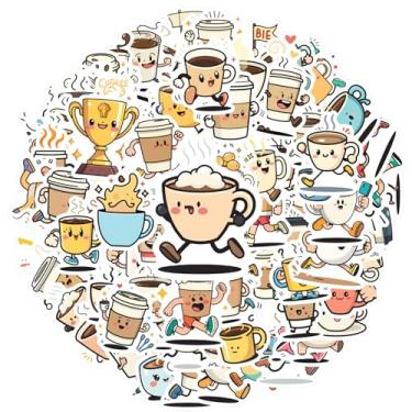 Imagem de 100 peças de personagens de desenho animado café bebidas decalques de papelaria adesivos encantadores S adesivos brinquedo para telefone faça você mesmo laptop scrapbook bicicleta S laptop bagagem