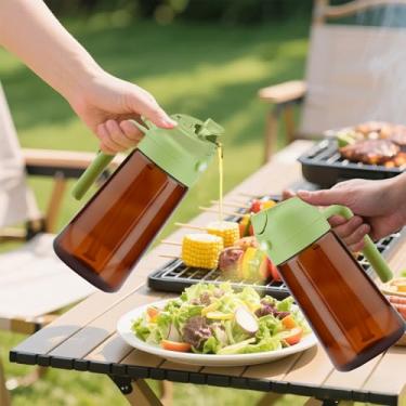 Imagem de Pulverizador de óleo de 470 ml para cozinhar, dispensador de óleo 2 em 1 para cozinha, dispensador de azeite de oliva para utensílios de cozinha, fritadeira a ar, salada, churrasco (marrom verde)