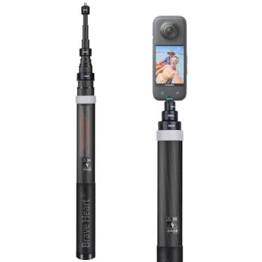 Imagem de Rukkawwa Bastão de selfie invisível de fibra de carbono estendida de 3 m para Insta360 Insta 360 X5/X4/X3/X2/ONE R/RS para acessórios GoPro Max para DJI OSMO 360 (cinza)