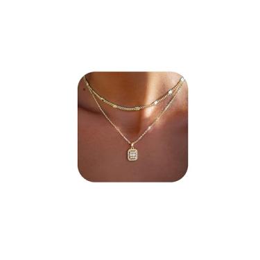 Imagem de Vavily Colar em camadas delicado para mulheres, moderno, banhado a ouro 14K, olho turco, zircônia cúbica, pingente de moeda, conjunto de colares com corrente de contas, gargantilha ajustável