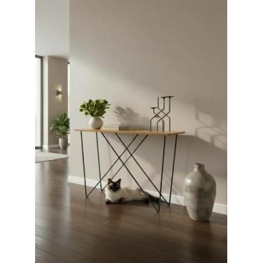 Imagem de Aparador Hórus Luxo Tampo Naturale Base Aço Carbono Preto - Soho Mobíl