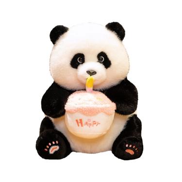 Imagem de Boneca de pelúcia de desenho animado Panda de 38 cm com bolo
