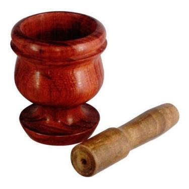 Imagem de Pilão de Pau Madeira Modelo Grande 10x7 Cm Marrom