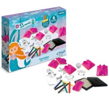 Imagem de Brinquedo Infantil Carimbos Sereia com Giz de Cera Xalingo 1344.3
