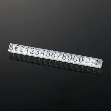 Imagem de Mollytek 10 conjuntos de exibição de preço cubo ajustável etiqueta de preço para exibição de preço de joias balcão suporte número letra dólar preço bloco kit para loja de varejo (transparente, M)