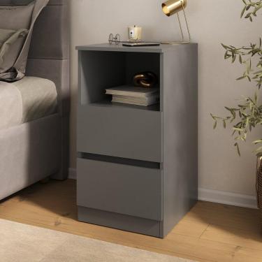 Imagem de Mesa De Cabeceira 38,5cm Com 2 Gavetas Multimóveis Mp4395 Grafite