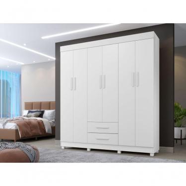 Imagem de Roupeiro Copacabana New 6 Portas 2 Gavetas Benetil Cor:branco