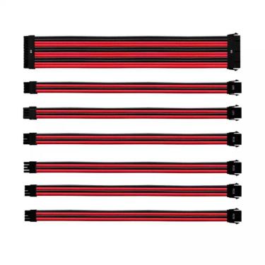 Imagem de Kit De Cabo Extensor Sleeved Para Fonte Cooler Master Vermelho-preto Rdbk Gl Pvc 30 Cm 7 Cabos - Cma