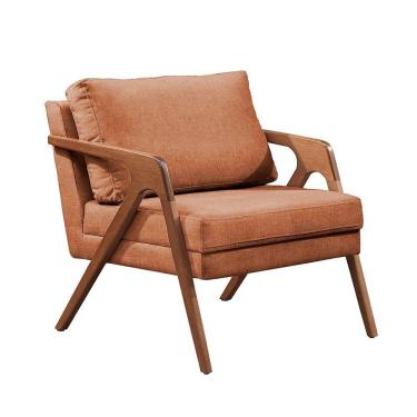 Imagem de Poltrona Mona Luxo Madeira Maciça Castellar Móbile Linho Terracota Linho Terracota