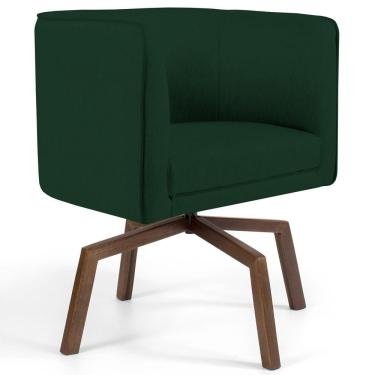 Imagem de Poltrona Decorativa Giratória Base Ka Madeira Betina C-303 Veludo Verde Musgo - Domi