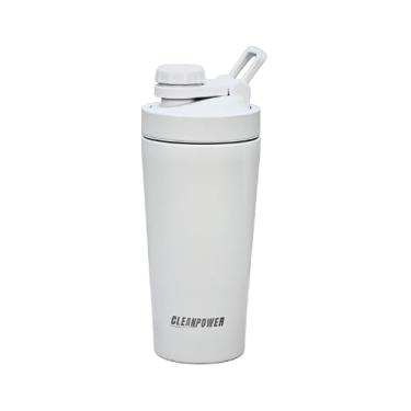 Imagem de CleanPower Coqueteleira de aço inoxidável | Perfeita para shakes de proteína, pré-treino, vitaminas, café, etc. | Resistente ao odor | Tampa sem BPA (cinza nuvem)