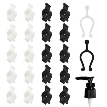 Imagem de 20 peças à prova de vazamento dispensador de cosméticos clipe de bloqueio de bomba, grampo para frascos de óleo de limpeza de xampu, tamanho pequeno, travas de plástico PP vazamento, acessório