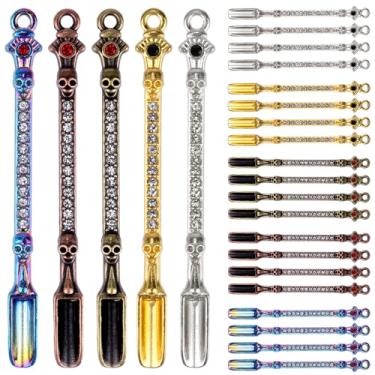 Imagem de 25 peças de mini colheres de pá com strass para pingentes de colar, acessórios de chaveiro e artesanato faça você mesmo, colher de medição de metal minúscula de 5 cores para café, açúcar e especiarias