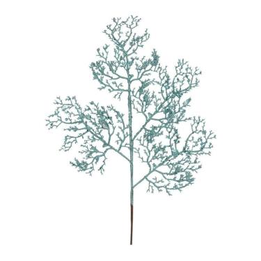 Imagem de Galho Folhas Glitter Azul Claro Natal Decoração - 1 Unidade