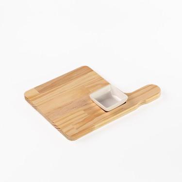 Imagem de Tábua Para Hamburguer Madeira Pinus Com Pote - Stolf