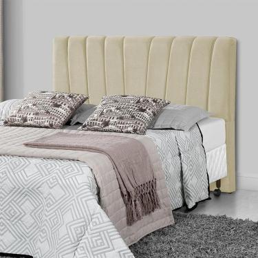 Imagem de Cabeceira Queen Estofada Americana Premium 160cm Veludo Bege