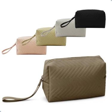 Imagem de Necessaire de Viagem Feminina com Alça Lateral em PVC, Bolsa de Cosméticos Portátil (MOKA)