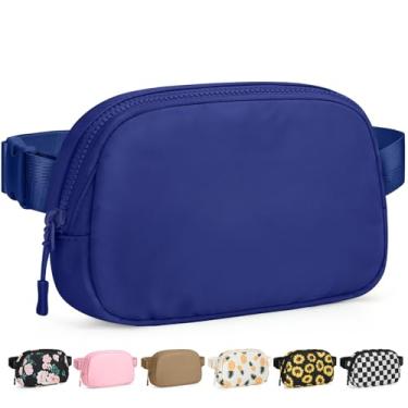 Imagem de Pritent Pochetes femininas transversais à prova d'água com alça ajustável e bolso traseiro com zíper nas costas, bolsas transversais modernas para treino, viagens, Azul, Small