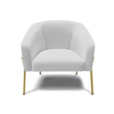 Imagem de Poltrona Pé De Ferro Dourado Sala De Estar Stella Linho Cinza A05 D03 - D'rossi