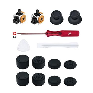 Imagem de Mcbazel 15 in 1 Joystick Repair Kits for PS5 Controllers, 3D Analog Joystick Thumbstick Replacement with 2 Thumb Caps + 8 Thumb Grips + Screwdriver + Triangle Paddle + Prying Tools