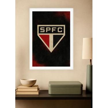 Imagem de Quadro São Paulo FC Tricolor SPFC com Vidro e Moldura Branca Tamanho:2