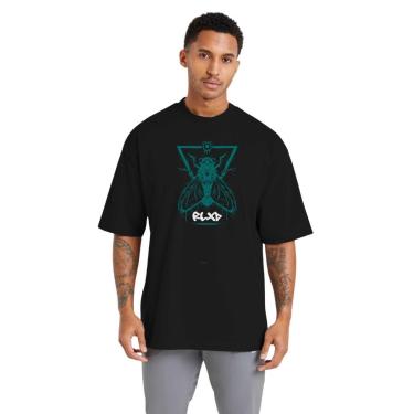 Imagem de Camiseta Oversized Streetwear de Algodão Masculina Ideal para Academia e Esportes Preta-Masculino