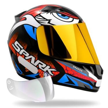 Imagem de Capacete Ebf Dragon Vermelho + Viseira Dourada 2.2mm Anti-Risco (60)