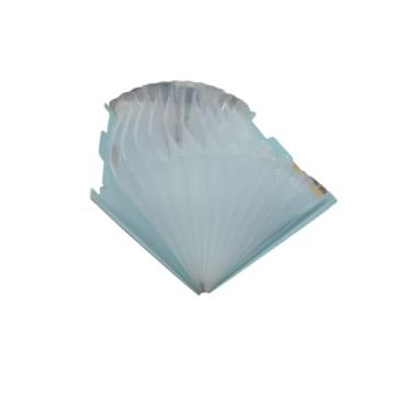 Imagem de Pasta Sanfonada com Aba e Alça, 13 Divisões, Plástico, 23,5x2x33cm, Azul Pastel, Verde e Cinza Sortida, com Etiquetas