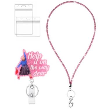 Imagem de Carretel de crachá retrátil e conjunto de cordão para crachá de identificação, Help is on the Way Dear Cute Badge Holder Clipe retrátil para enfermeira, médico, professor e trabalhador de escritório