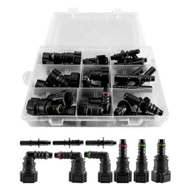 Imagem de Kit de reparo de linha de combustível 30 peças 7,89 mm 9,49 mm 9,89 mm para ID 8 mm Apto para máquinas automotivas e barcos, conjunto de conectores rápidos de linha de combustível