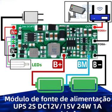 Imagem de Módulo De Fonte De Alimentação UPS 12V 15V 2S 24W 1A DC Placa De Contr