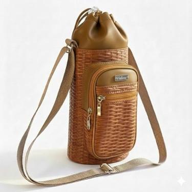 Imagem de Bolsa Térmica (TRANÇADO COM OURO) GALANTE para Garrafa de 500 ML em Couro Sintético - Coleção Cores VERÃO 2026
