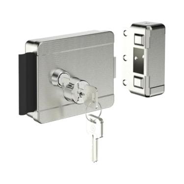 Imagem de Fechadura Elétrica 12V Bipartido PY Dir/Esq Botão ROS40 Inox Escovado - Soprano