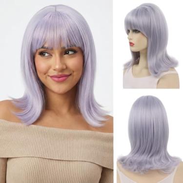 Imagem de H&Bwig Perucas de colmeia retrô dos anos 50, 60, para mulheres, estilo clássico dos anos 70, cosplay com franja, para festa de Halloween (cinza cinza)